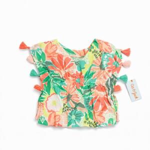 Cat & Jack Baby Floral Swim Cover Up Tassel Trim 9 Months NWT